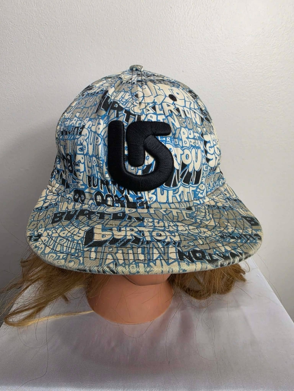 Burton Blue and Cream Graffiti Logo Snapback Hat